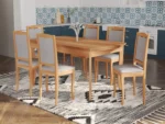 ست ناهارخوری ۶ نفره مولینا با پایه طبیعی و پارچه ویوالدی
